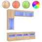 vidaXL Muebles de TV de pared con luces LED 7 piezas roble sonoma vidaXL Muebles de TV de pared con luces LED 7 piezas roble sonoma