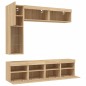 vidaXL Muebles de TV de pared con luces LED 7 piezas roble sonoma vidaXL Muebles de TV de pared con luces LED 7 piezas roble sonoma