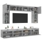 vidaXL Muebles de TV de pared con luces LED 8 piezas gris hormigón vidaXL Muebles de TV de pared con luces LED 8 piezas gris hormigón