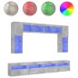 vidaXL Muebles de TV de pared con luces LED 8 piezas gris hormigón vidaXL Muebles de TV de pared con luces LED 8 piezas gris hormigón