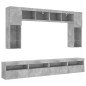vidaXL Muebles de TV de pared con luces LED 8 piezas gris hormigón vidaXL Muebles de TV de pared con luces LED 8 piezas gris hormigón