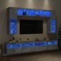 vidaXL Muebles de TV de pared con luces LED 8 piezas gris hormigón vidaXL Muebles de TV de pared con luces LED 8 piezas gris hormigón