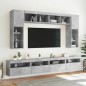 vidaXL Muebles de TV de pared con luces LED 8 piezas gris hormigón vidaXL Muebles de TV de pared con luces LED 8 piezas gris hormigón