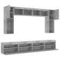 vidaXL Muebles de TV de pared con luces LED 8 piezas gris hormigón vidaXL Muebles de TV de pared con luces LED 8 piezas gris hormigón