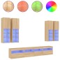 vidaXL Muebles de TV de pared con luces LED 7 piezas roble sonoma vidaXL Muebles de TV de pared con luces LED 7 piezas roble sonoma