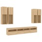 vidaXL Muebles de TV de pared con luces LED 7 piezas roble sonoma vidaXL Muebles de TV de pared con luces LED 7 piezas roble sonoma