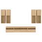 vidaXL Muebles de TV de pared con luces LED 7 piezas roble sonoma vidaXL Muebles de TV de pared con luces LED 7 piezas roble sonoma