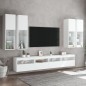 vidaXL Muebles de TV de pared con luces LED 7 piezas blanco