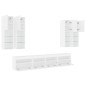 vidaXL Muebles de TV de pared con luces LED 7 piezas blanco