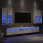vidaXL Mueble de pared de TV con luces LED 7 piezas blanco