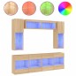 vidaXL Muebles de TV de pared con luces LED 6 piezas roble sonoma