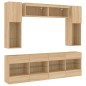 vidaXL Muebles de TV de pared con luces LED 6 piezas roble sonoma