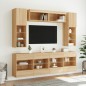 vidaXL Muebles de TV de pared con luces LED 6 piezas roble sonoma