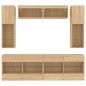 vidaXL Muebles de TV de pared con luces LED 6 piezas roble sonoma