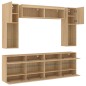 vidaXL Muebles de TV de pared con luces LED 6 piezas roble sonoma