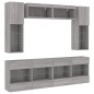 vidaXL Muebles de TV de pared con luces LED 6 piezas gris sonoma vidaXL Muebles de TV de pared con luces LED 6 piezas gris sonoma