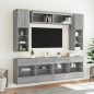 vidaXL Muebles de TV de pared con luces LED 6 piezas gris sonoma vidaXL Muebles de TV de pared con luces LED 6 piezas gris sonoma