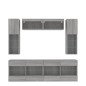 vidaXL Muebles de TV de pared con luces LED 6 piezas gris sonoma vidaXL Muebles de TV de pared con luces LED 6 piezas gris sonoma