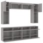 vidaXL Muebles de TV de pared con luces LED 6 piezas gris sonoma vidaXL Muebles de TV de pared con luces LED 6 piezas gris sonoma