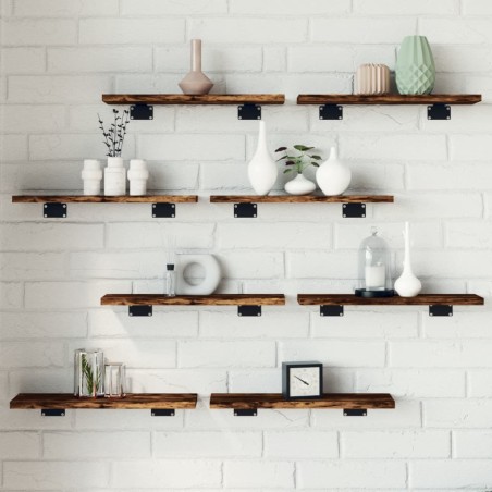 vidaXL Estantes pared 8 uds madera ingeniería roble humo 40x10x1,5 cm