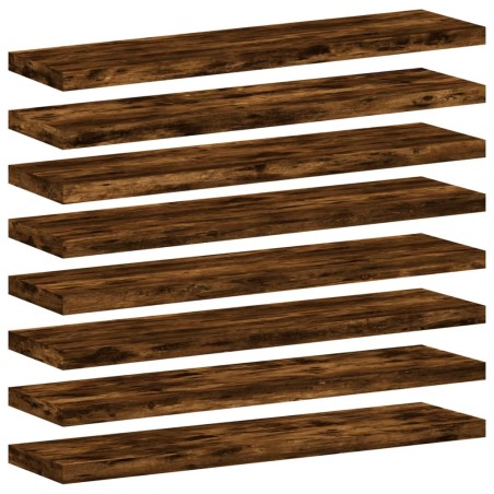 vidaXL Estantes pared 8 uds madera ingeniería roble humo 40x10x1,5 cm