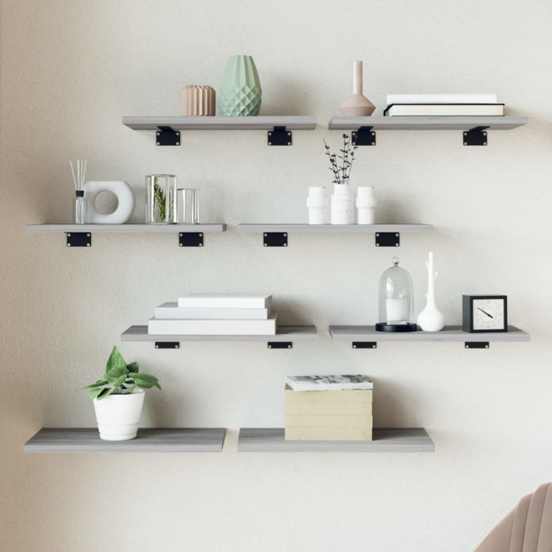 vidaXL Estantes pared 2 uds madera ingeniería gris Sonoma 40x20x1,5 cm vidaXL Estantes pared 2 uds madera ingeniería gris Sonoma 40x20x1,5 cm
