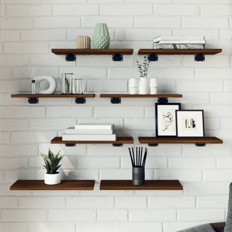 vidaXL Estantes pared 8uds madera ingeniería roble marrón 40x20x1,5 cm