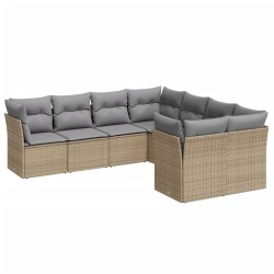 vidaXL Juego de sofás de jardín con cojines beige 8 pzas ratán PE