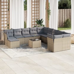 vidaXL Set de sofás de jardín 12 pzas y cojines ratán sintético marrón