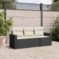 vidaXL Set de sofás de jardín con cojines 3 pzas ratán sintético negro vidaXL Set de sofás de jardín con cojines 3 pzas ratán sintético negro