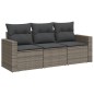 vidaXL Set de sofá de jardín 3 pzas y cojines ratán sintético gris vidaXL Set de sofá de jardín 3 pzas y cojines ratán sintético gris