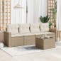 vidaXL Juego de sofás jardín con cojines 5 pzas ratán sintético beige vidaXL Juego de sofás jardín con cojines 5 pzas ratán sintético beige