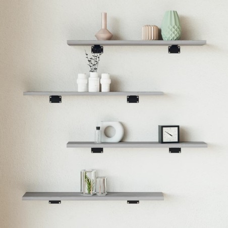 vidaXL Estantes pared 4 uds madera ingeniería gris Sonoma 60x10x1,5 cm