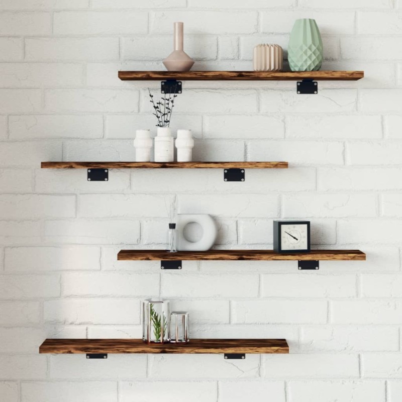 vidaXL Estantes pared 4 uds madera ingeniería roble humo 60x10x1,5 cm