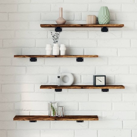 vidaXL Estantes pared 4 uds madera ingeniería roble humo 60x10x1,5 cm