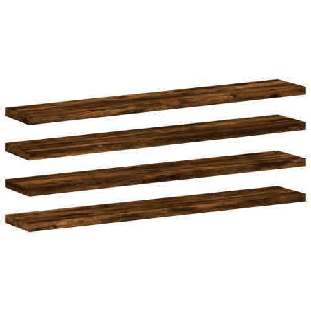 vidaXL Estantes pared 4 uds madera ingeniería roble humo 60x10x1,5 cm