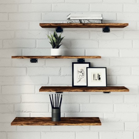 vidaXL Estantes pared 4 uds madera ingeniería roble humo 60x20x1,5 cm
