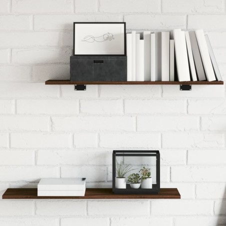 vidaXL Estantes pared 4 uds madera ingeniería marrón roble 80x20x1,5cm
