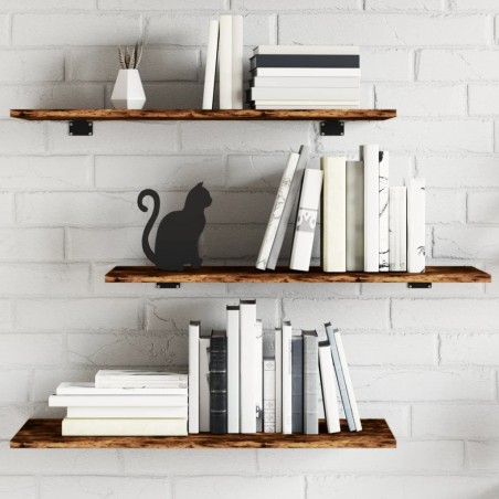 vidaXL Estantes pared 4 uds madera ingeniería roble humo 80x30x1,5 cm
