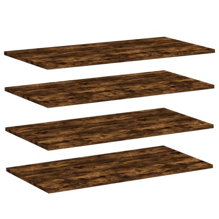 vidaXL Estantes pared 4 uds madera ingeniería roble humo 80x40x1,5 cm