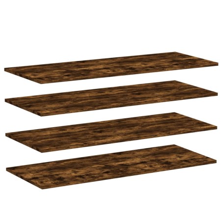 vidaXL Estantes pared 4 uds madera ingeniería roble humo 100x40x1,5 cm