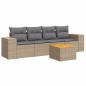 vidaXL Juego de sofás jardín con cojines 5 pzas ratán sintético beige vidaXL Juego de sofás jardín con cojines 5 pzas ratán sintético beige
