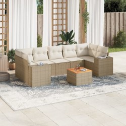 vidaXL Juego de sofás de jardín con cojines beige 8 pzas ratán PE