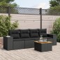 vidaXL Set de muebles de jardín 5 pzas y cojines ratán sintético negro vidaXL Set de muebles de jardín 5 pzas y cojines ratán sintético negro