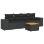 vidaXL Set de muebles de jardín 5 pzas y cojines ratán sintético negro vidaXL Set de muebles de jardín 5 pzas y cojines ratán sintético negro