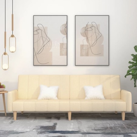 vidaXL Sofá cama de 2 plazas tela color crema