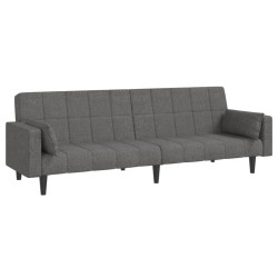 vidaXL Sofá cama de 2 plazas con dos almohadas tela gris claro