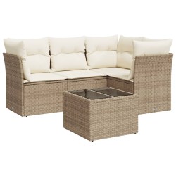 vidaXL Juego de sofás jardín con cojines 5 pzas ratán sintético beige