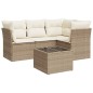 vidaXL Juego de sofás jardín con cojines 5 pzas ratán sintético beige vidaXL Juego de sofás jardín con cojines 5 pzas ratán sintético beige