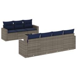 vidaXL Set de sofás de jardín 8 pzas y cojines ratán sintético gris